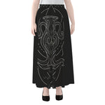 Black And White Aquarius Sign Print Chiffon Maxi Skirt