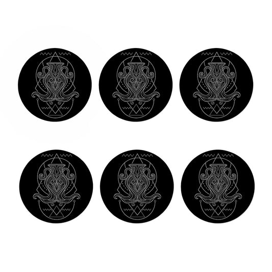 Black And White Aquarius Sign Print Coaster Set