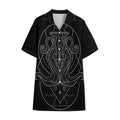 Black And White Aquarius Sign Print Cotton Hawaiian Shirt