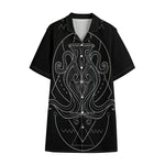 Black And White Aquarius Sign Print Cotton Hawaiian Shirt