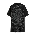 Black And White Aquarius Sign Print Cotton Hawaiian Shirt