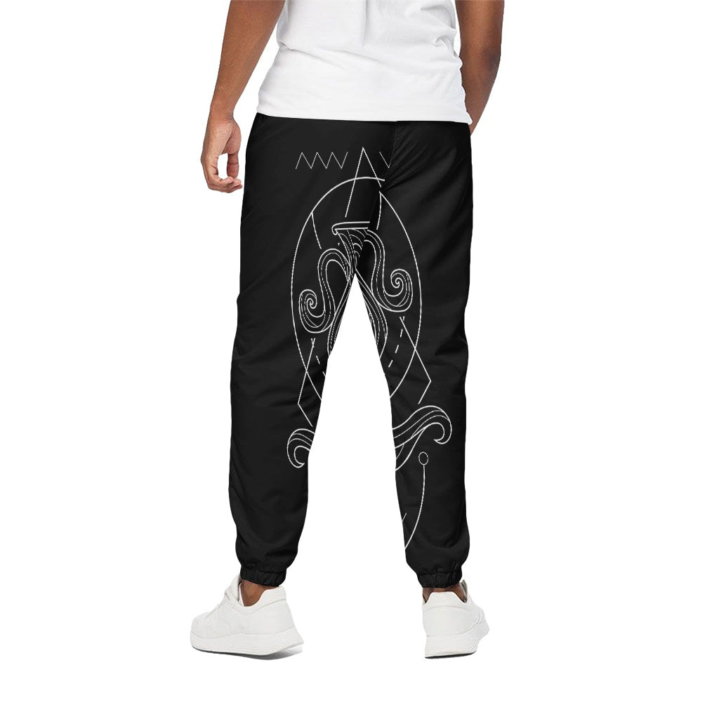 Black And White Aquarius Sign Print Cotton Pants