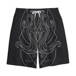 Black And White Aquarius Sign Print Cotton Shorts