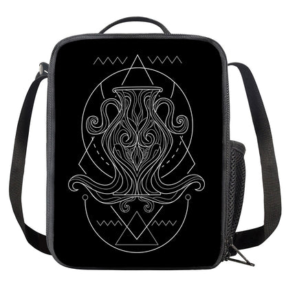 Black And White Aquarius Sign Print Crossbody Lunch Bag