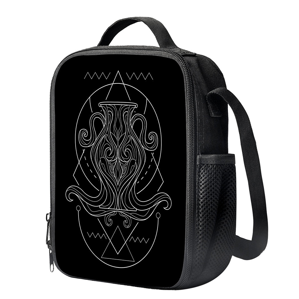 Black And White Aquarius Sign Print Crossbody Lunch Bag