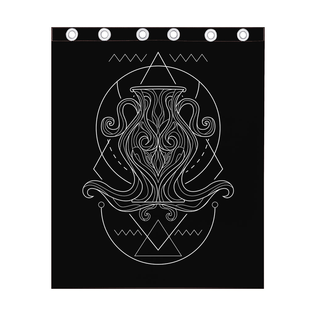 Black And White Aquarius Sign Print Curtain