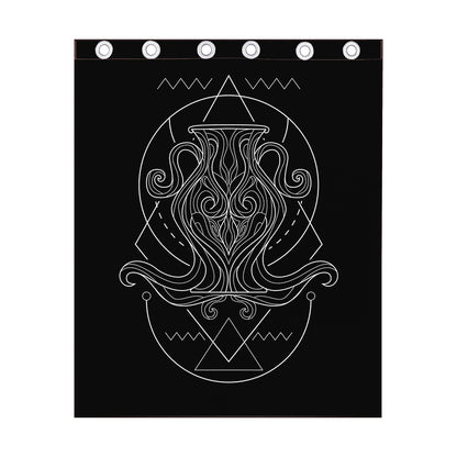 Black And White Aquarius Sign Print Curtain