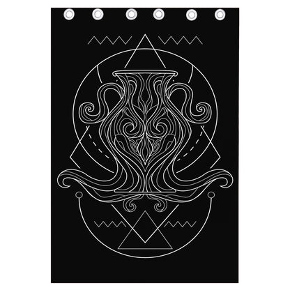 Black And White Aquarius Sign Print Curtain