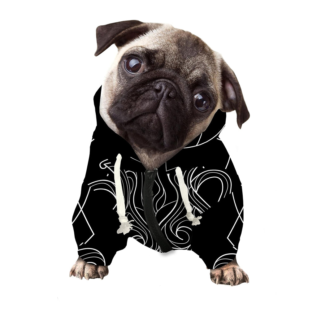 Black And White Aquarius Sign Print Dog Zip Up Hoodie
