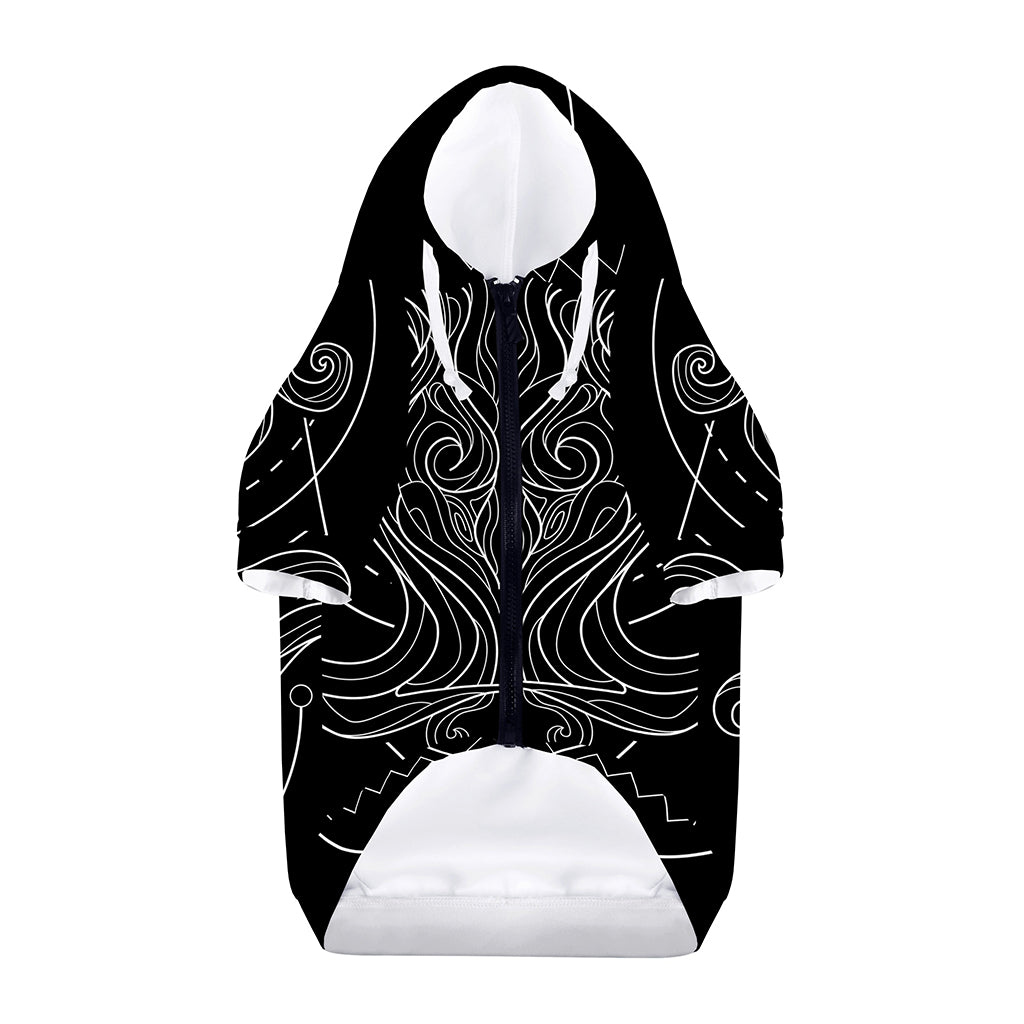 Black And White Aquarius Sign Print Dog Zip Up Hoodie
