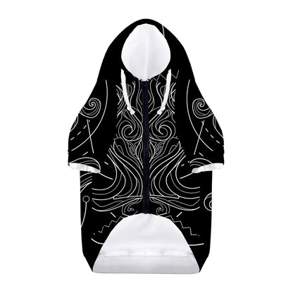 Black And White Aquarius Sign Print Dog Zip Up Hoodie