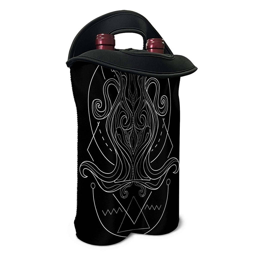Black And White Aquarius Sign Print Double Neoprene Wine Tote
