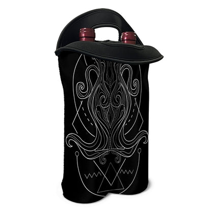 Black And White Aquarius Sign Print Double Neoprene Wine Tote