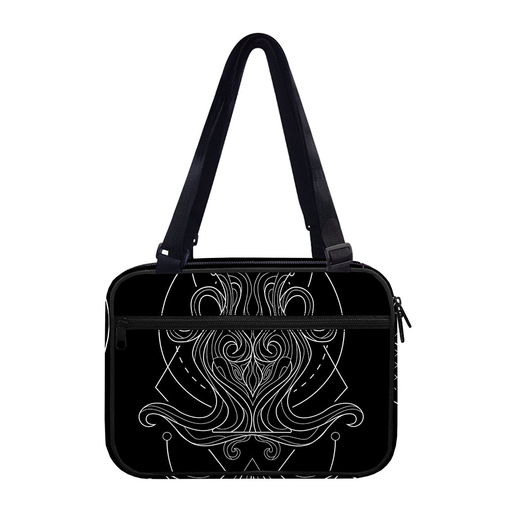 Black And White Aquarius Sign Print Double Strap Bible Bag