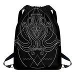 Black And White Aquarius Sign Print Drawstring Backpack