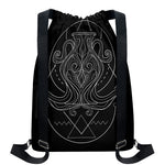 Black And White Aquarius Sign Print Drawstring Backpack