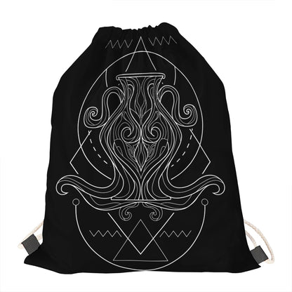 Black And White Aquarius Sign Print Drawstring Bag