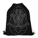 Black And White Aquarius Sign Print Drawstring Bag