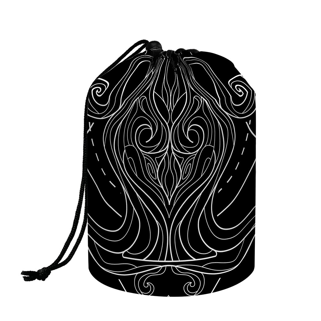 Black And White Aquarius Sign Print Drawstring Makeup Bag