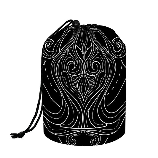 Black And White Aquarius Sign Print Drawstring Makeup Bag