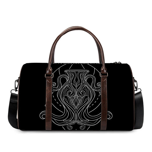 Black And White Aquarius Sign Print Duffle Bag