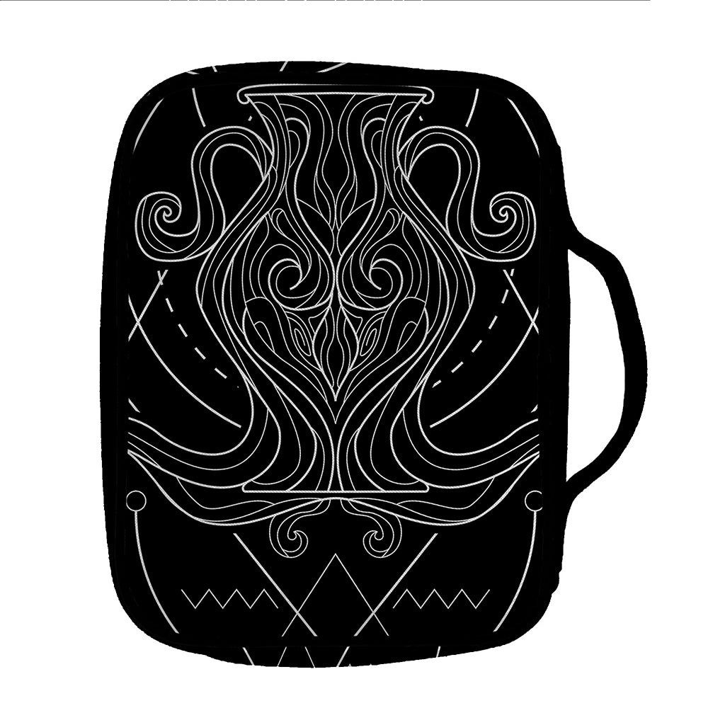 Black And White Aquarius Sign Print Front Pocket Bible Bag