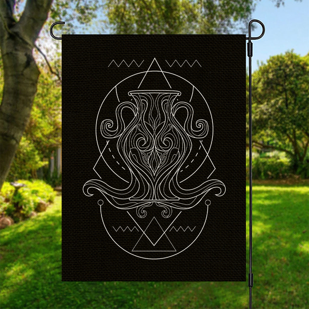 Black And White Aquarius Sign Print Garden Flag