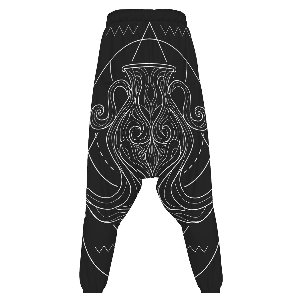 Black And White Aquarius Sign Print Hammer Pants