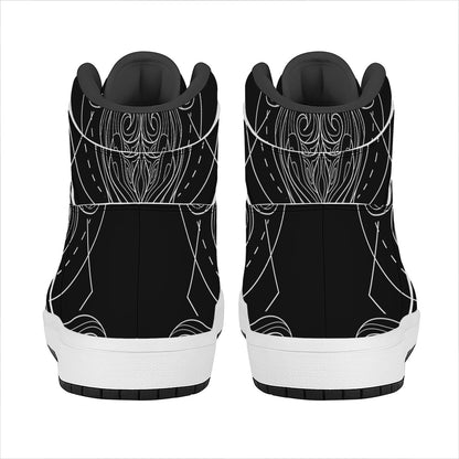 Black And White Aquarius Sign Print High Top Leather Sneakers