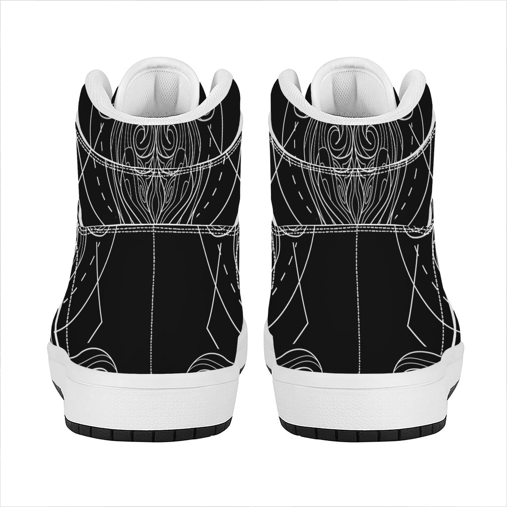 Black And White Aquarius Sign Print High Top Leather Sneakers