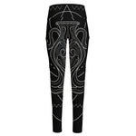 Black And White Aquarius Sign Print High-Waisted Pocket Leggings