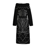 Black And White Aquarius Sign Print Hooded Bathrobe