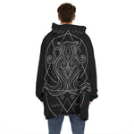 Black And White Aquarius Sign Print Hoodie Blanket