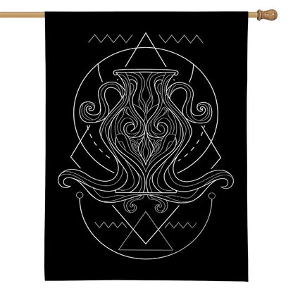 Black And White Aquarius Sign Print House Flag