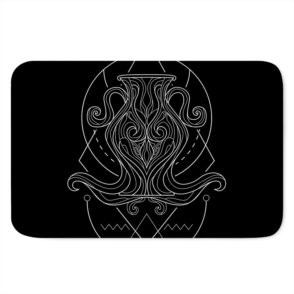 Black And White Aquarius Sign Print Indoor Door Mat