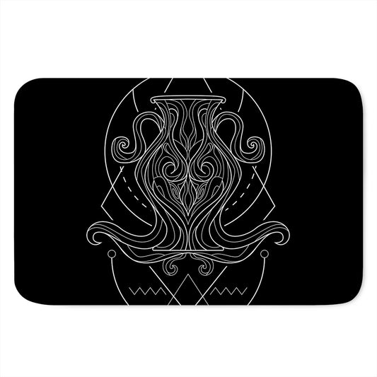 Black And White Aquarius Sign Print Indoor Door Mat