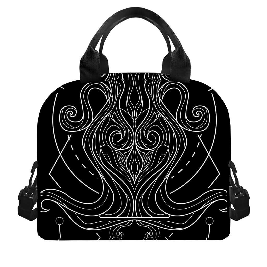 Black And White Aquarius Sign Print Insulated Lunch Bag