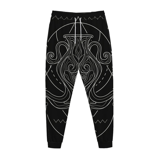 Black And White Aquarius Sign Print Jogger Pants