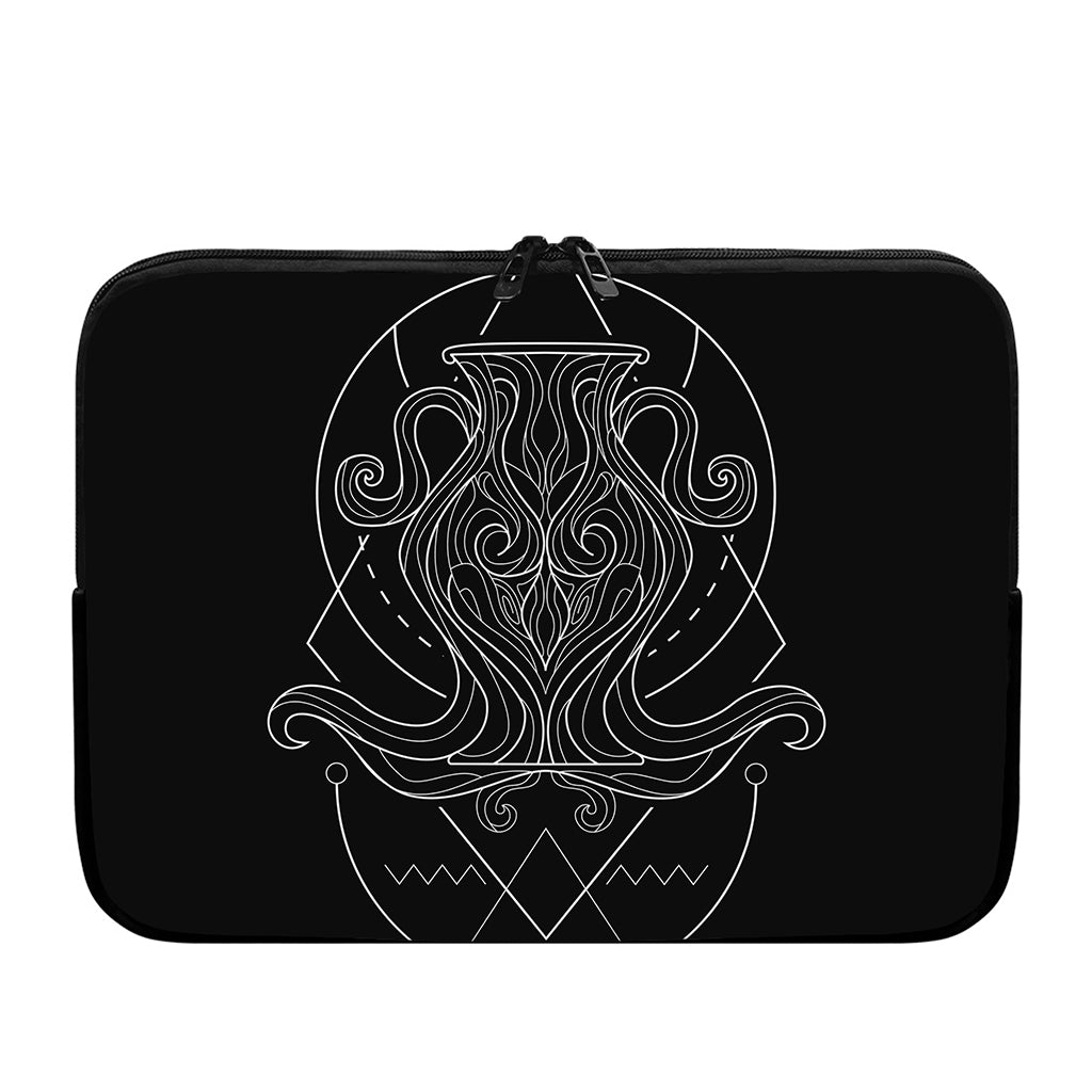 Black And White Aquarius Sign Print Laptop Sleeve