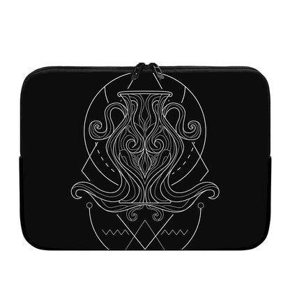 Black And White Aquarius Sign Print Laptop Sleeve