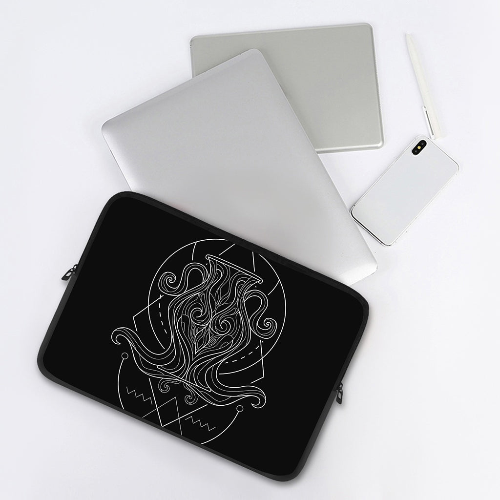 Black And White Aquarius Sign Print Laptop Sleeve