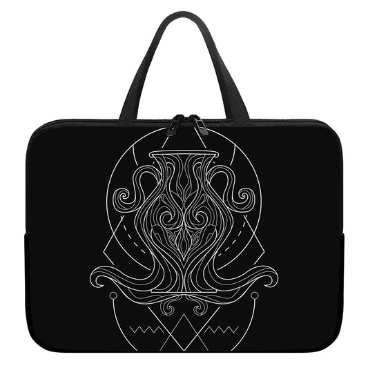 Black And White Aquarius Sign Print Laptop Sleeve With Handle
