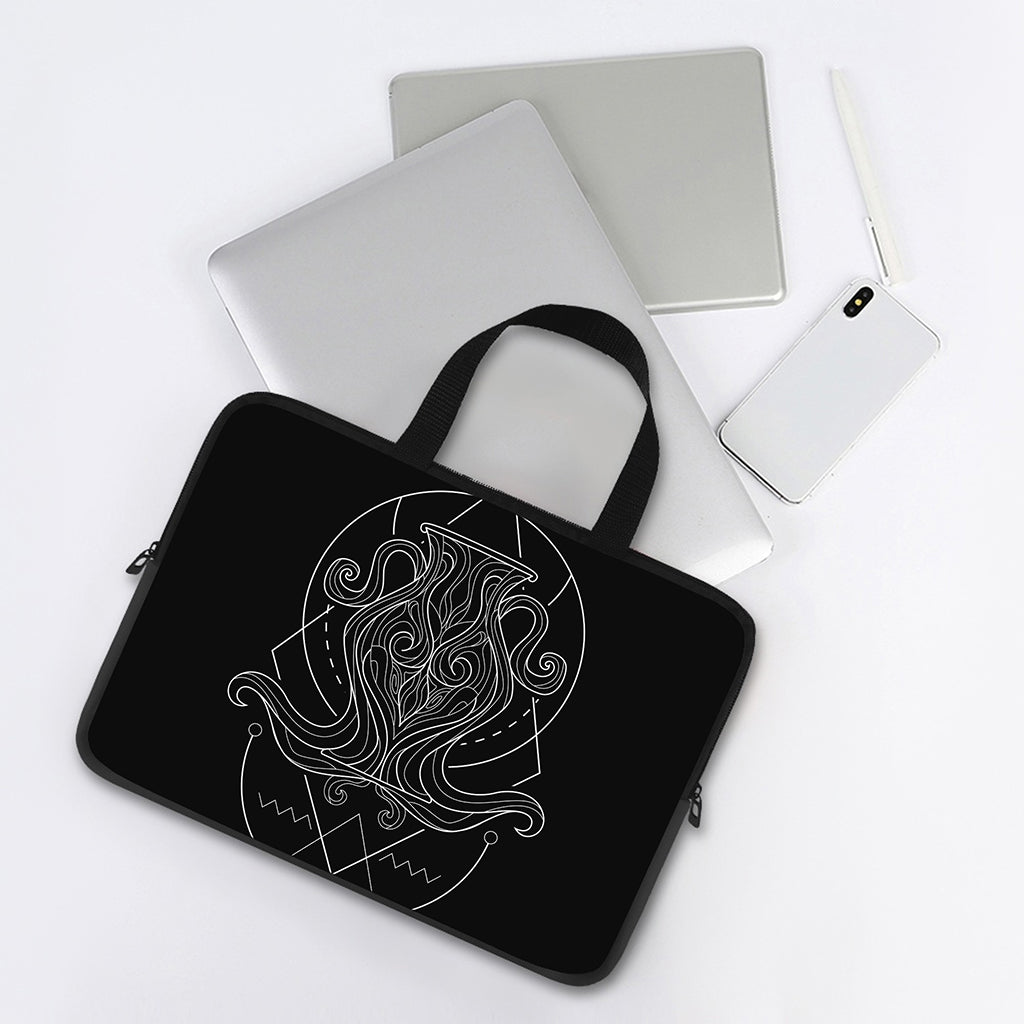 Black And White Aquarius Sign Print Laptop Sleeve With Handle