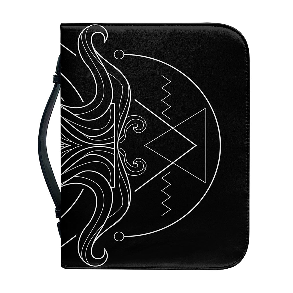 Black And White Aquarius Sign Print Leather Bible Cover