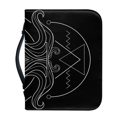 Black And White Aquarius Sign Print Leather Bible Cover