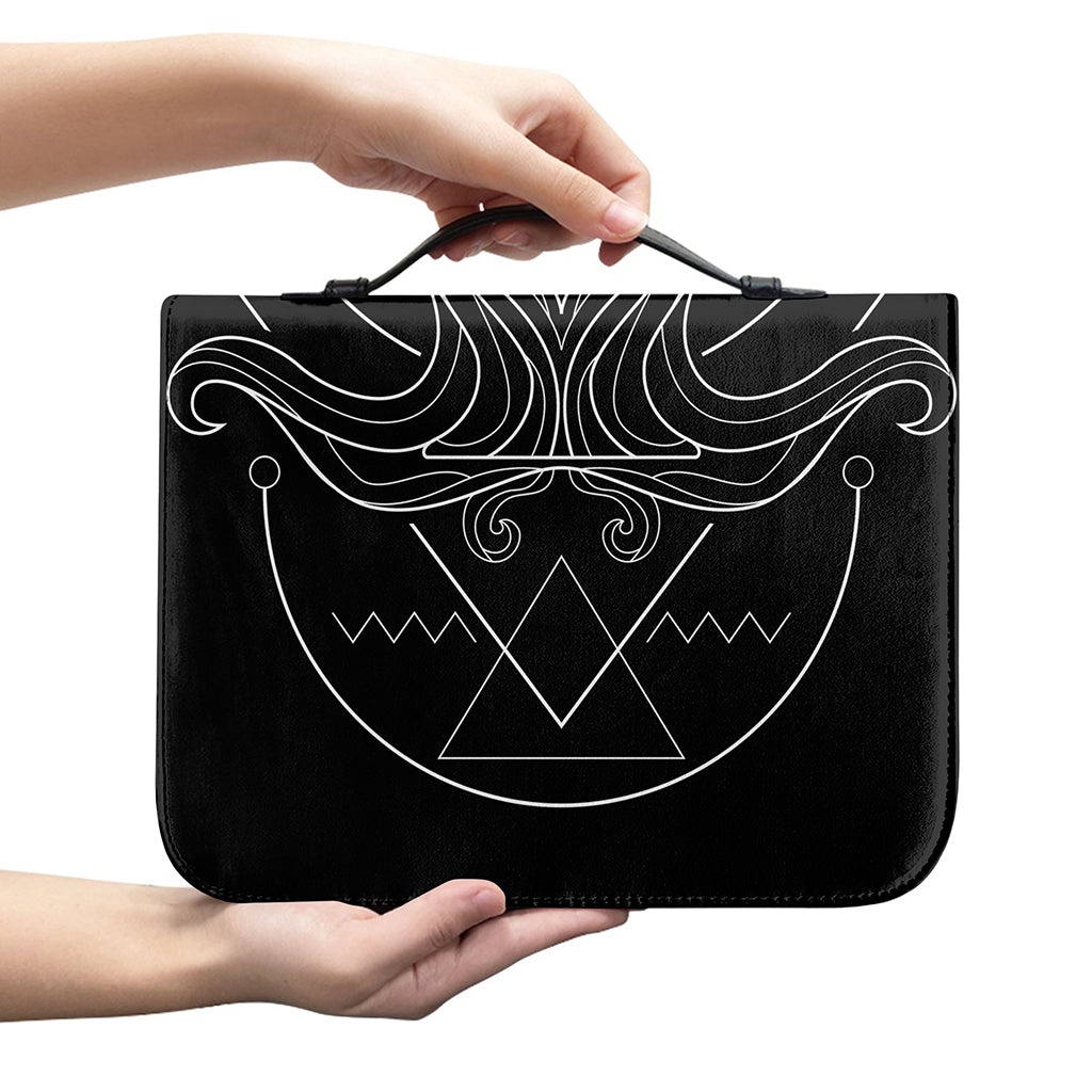 Black And White Aquarius Sign Print Leather Bible Cover