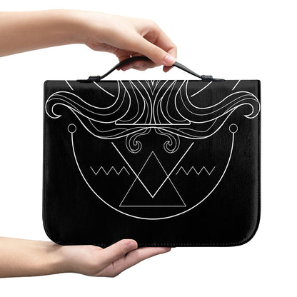 Black And White Aquarius Sign Print Leather Bible Cover