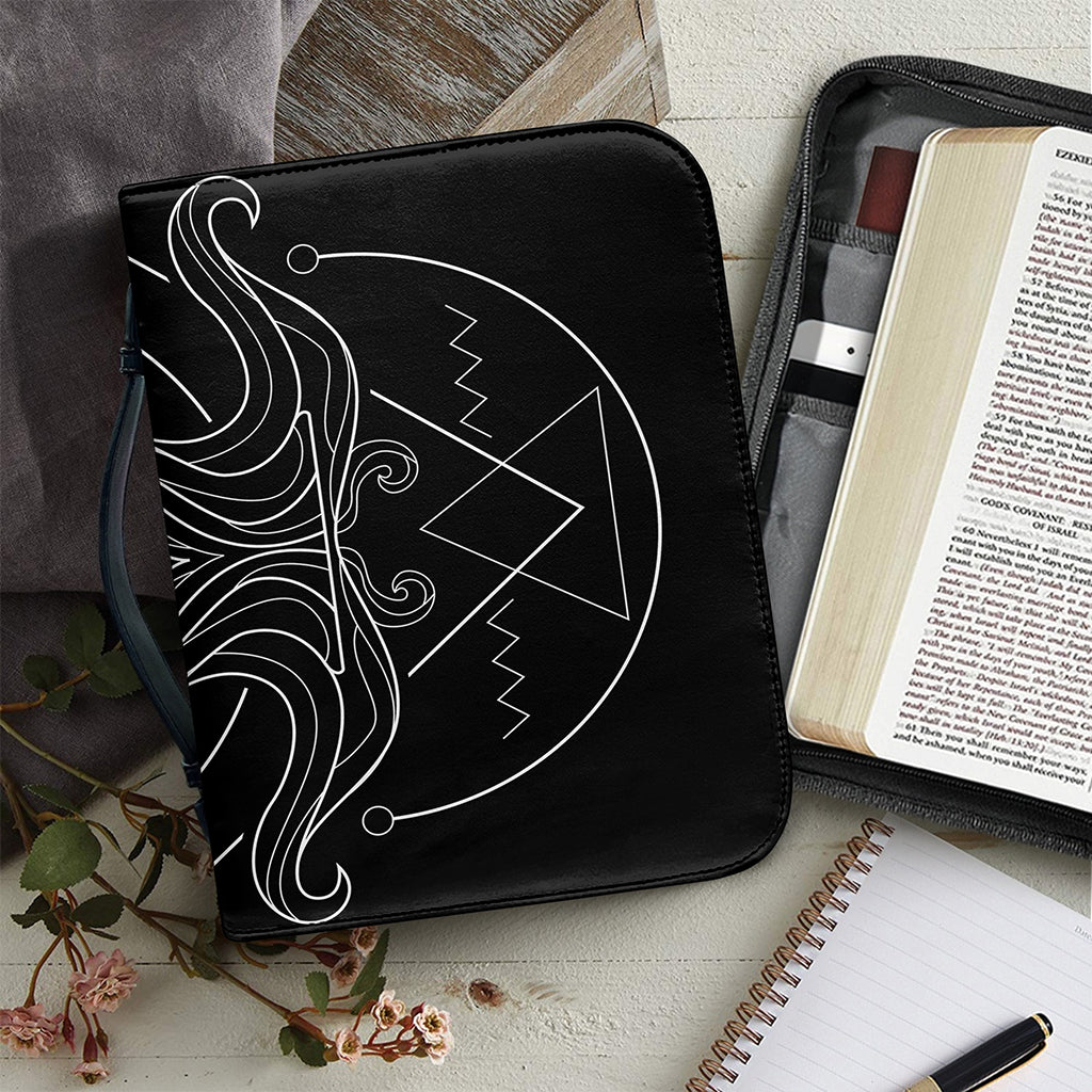 Black And White Aquarius Sign Print Leather Bible Cover