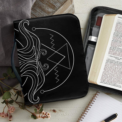 Black And White Aquarius Sign Print Leather Bible Cover