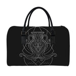Black And White Aquarius Sign Print Leather Duffle Bag